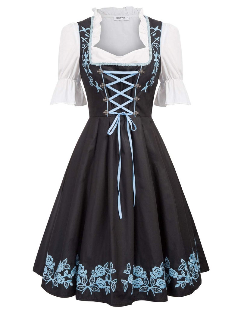JASAMBAC Women's German Dirndl Dress for Halloween Beer Costumes Halloween Size M Color Black - Image 2